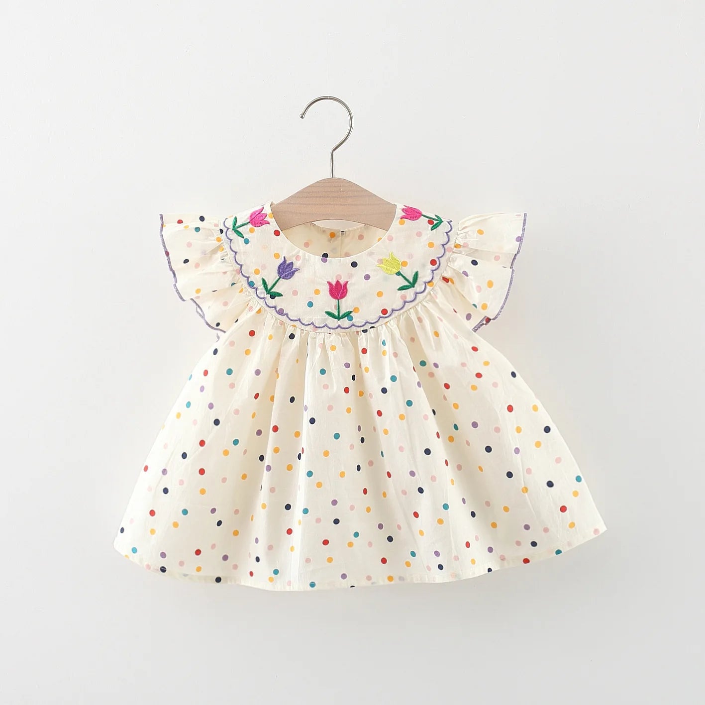 Cotton Baby Dress Flower Embroidery Comfortable Baby Dress Colorful Polka Dot Printed Dress - AliExpress 1501