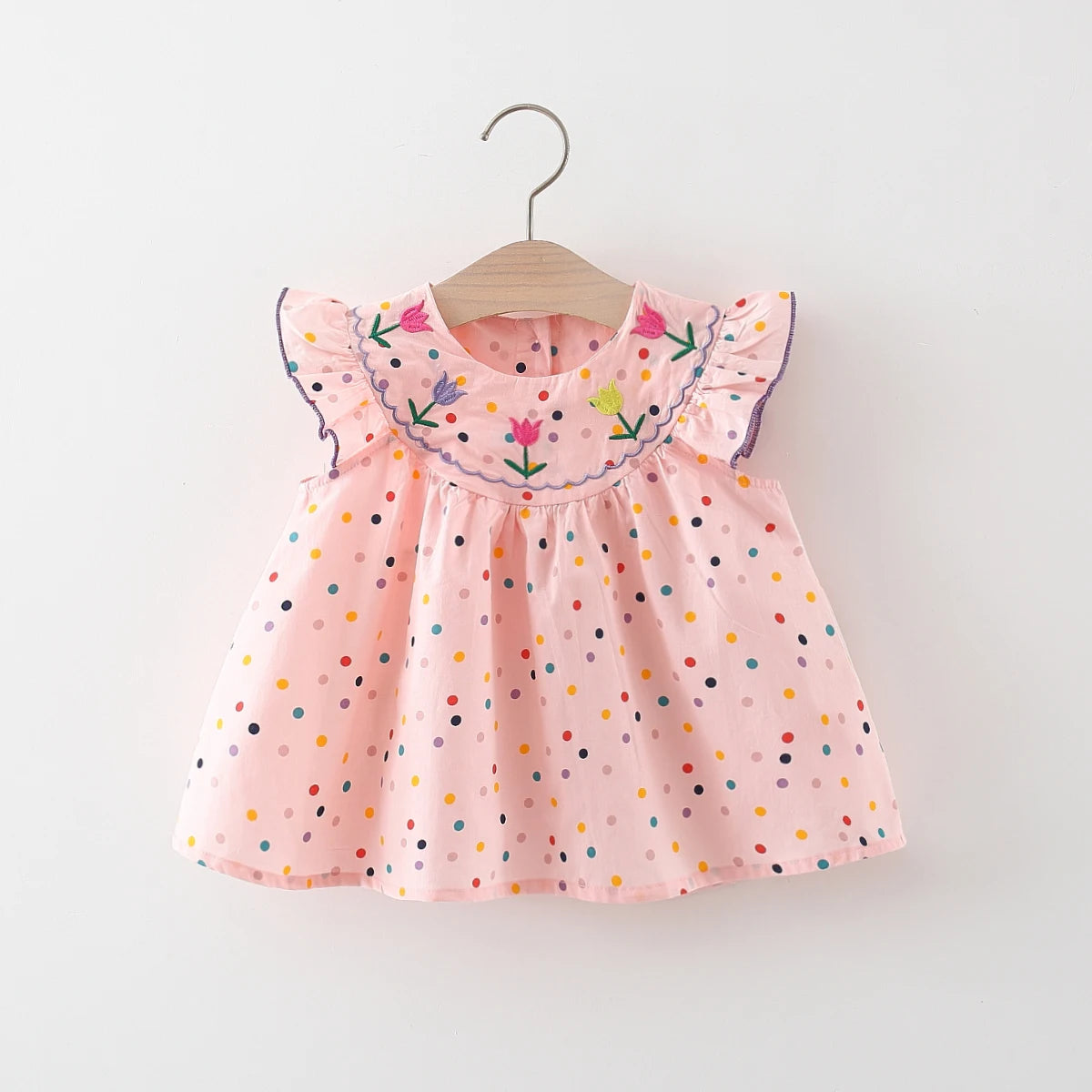 Cotton Baby Dress Flower Embroidery Comfortable Baby Dress Colorful Polka Dot Printed Dress - AliExpress 1501
