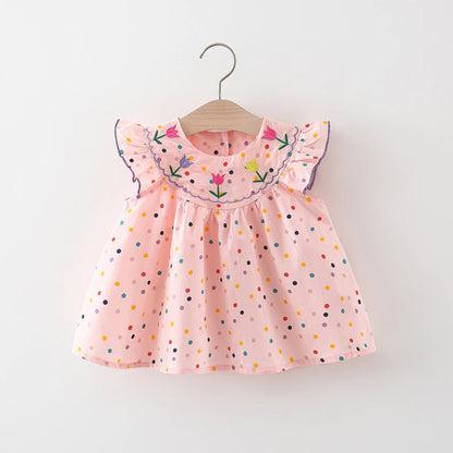 Cotton Baby Dress Flower Embroidery Comfortable Baby Dress Colorful Polka Dot Printed Dress - AliExpress 1501