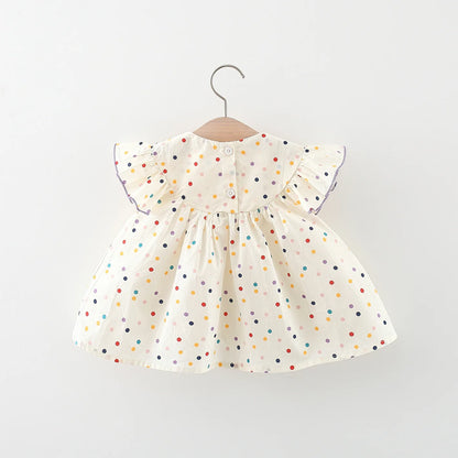 Cotton Baby Dress Flower Embroidery Comfortable Baby Dress Colorful Polka Dot Printed Dress - AliExpress 1501