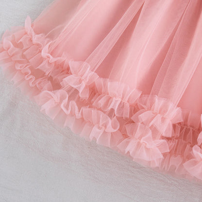 Summer New Sweet Bow Baby Girl Princess Dress, Solid Color Chiffon Children'S Clothing For Birthday Parties (9 Months -4 Years)