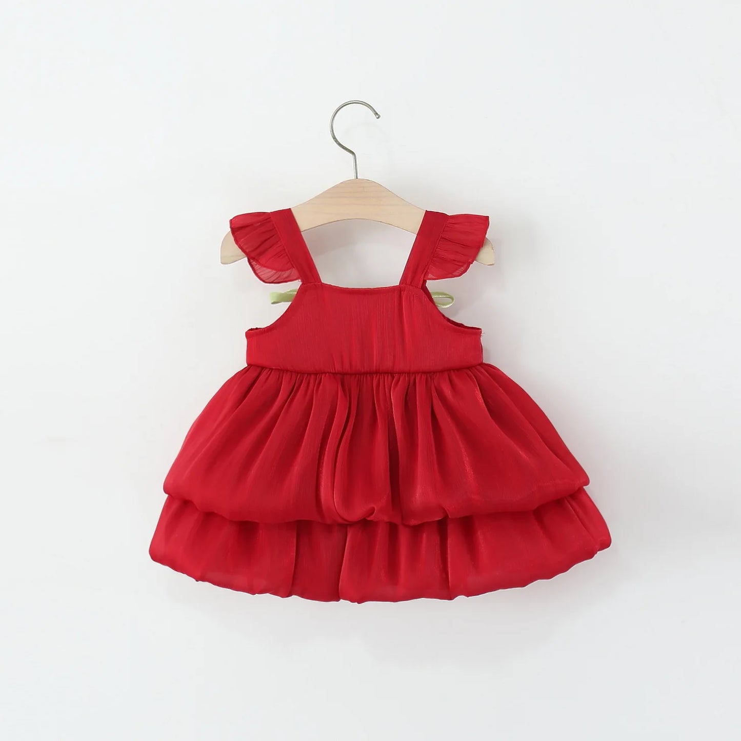 Baby Girl Dress Summer Solid Color Flower Small Fly Sleeve Girl Dress Cute Bow Baby Princess Dress Baby Girl Clothes ﻿