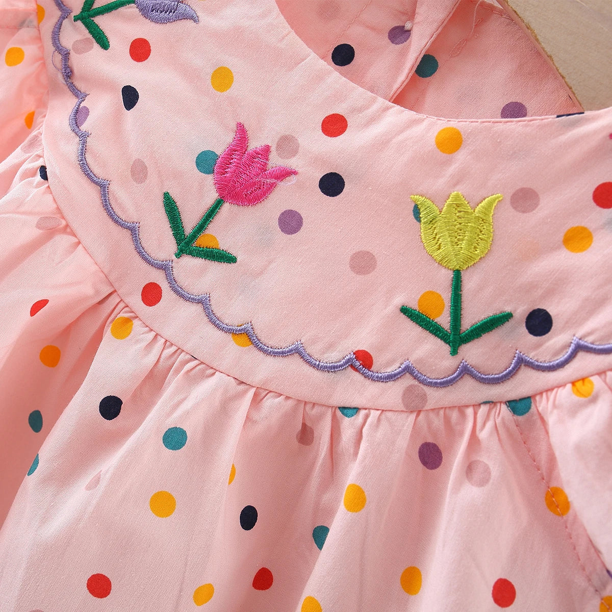 Cotton Baby Dress Flower Embroidery Comfortable Baby Dress Colorful Polka Dot Printed Dress - AliExpress 1501