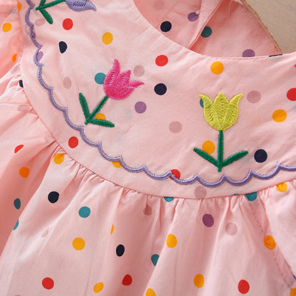 Cotton Baby Dress Flower Embroidery Comfortable Baby Dress Colorful Polka Dot Printed Dress - AliExpress 1501
